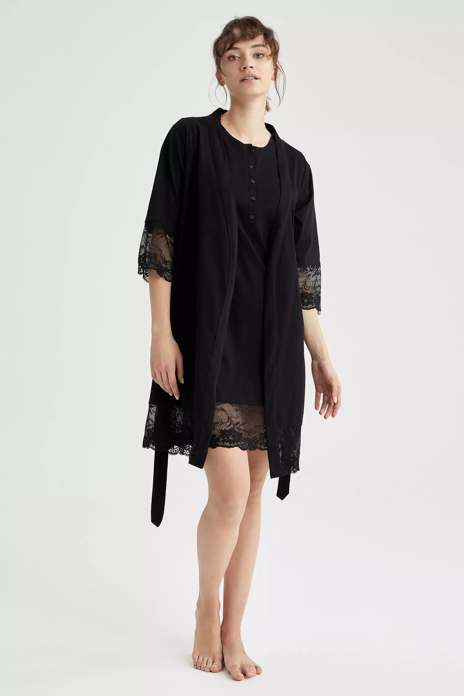 Cotton nightdress and dressing gown set sale