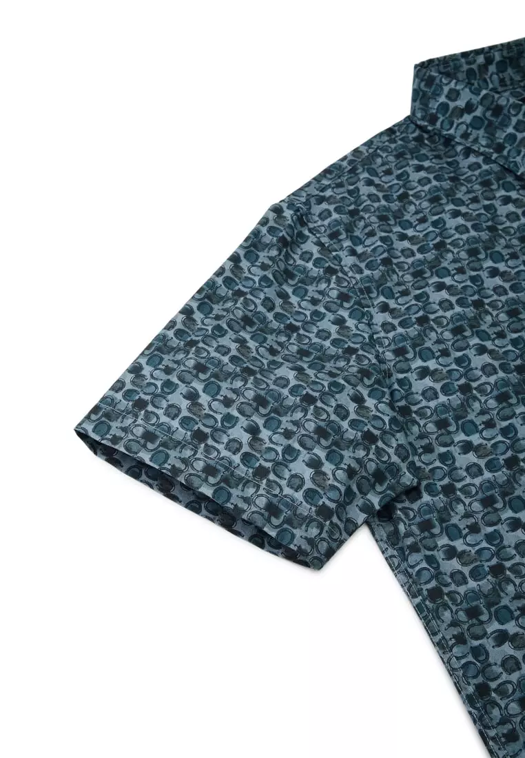 G2000 Wrinkle-Free Horseshoe Digital Print Comfort Fit Twill Short Sleeve Casual Shirt