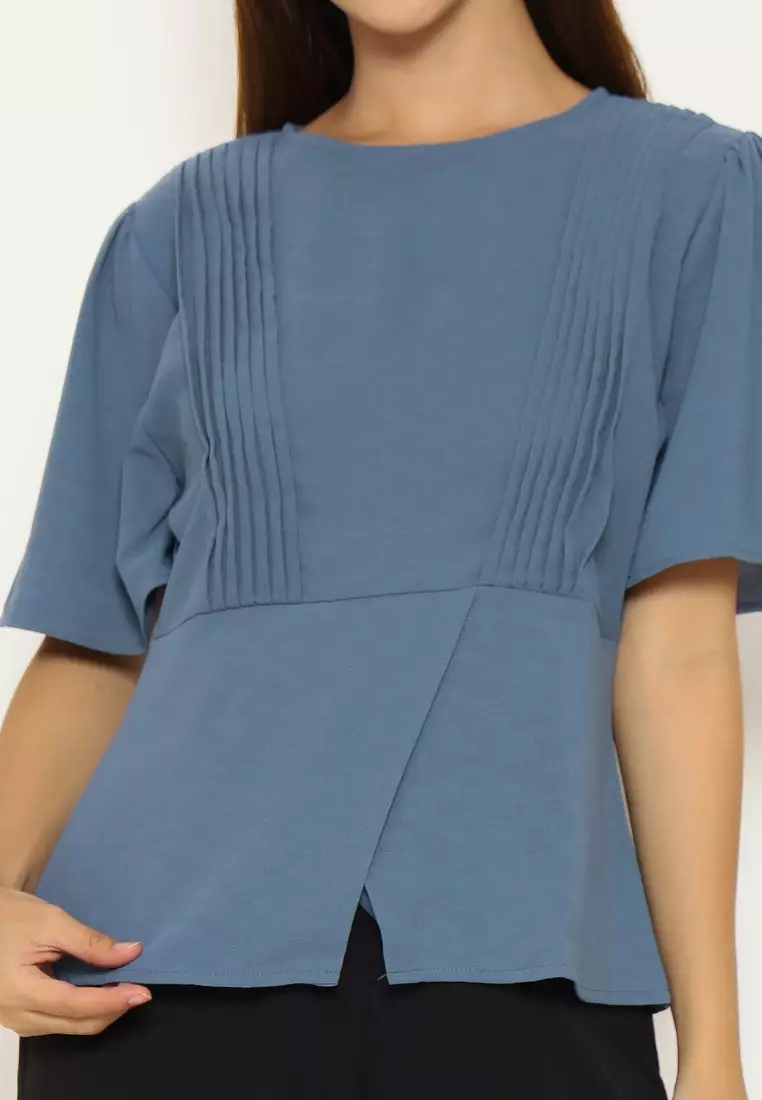 Urban Exchange Shellie Blue Blouse - Blouse Casual Wanita Warna Blue