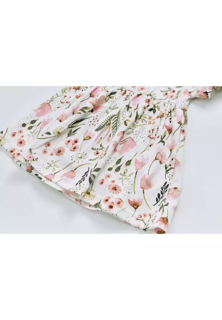 Baby Girl Pink Floral Bodysuit Dress n Pink Cardigan 2 Pc Set