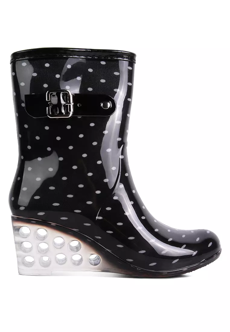 Discount on London Rag  shoes - SKU: Black Polka Clear Rainbow Boots