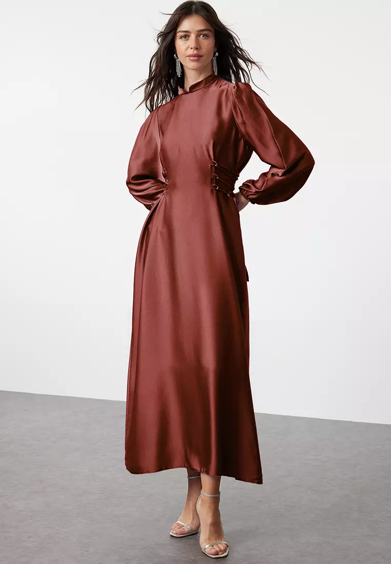Burgundy Straight Maxi Long Fitted Evening Dress
