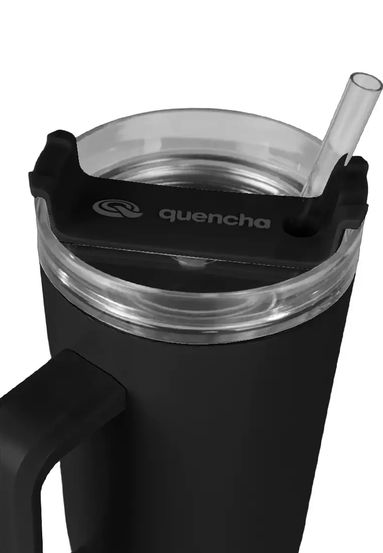 37oz Stainless Steel Straw Lid Insulated Mug Tumbler 1100ml Double Wall 24Hr Cold BPA-Free - Onyx