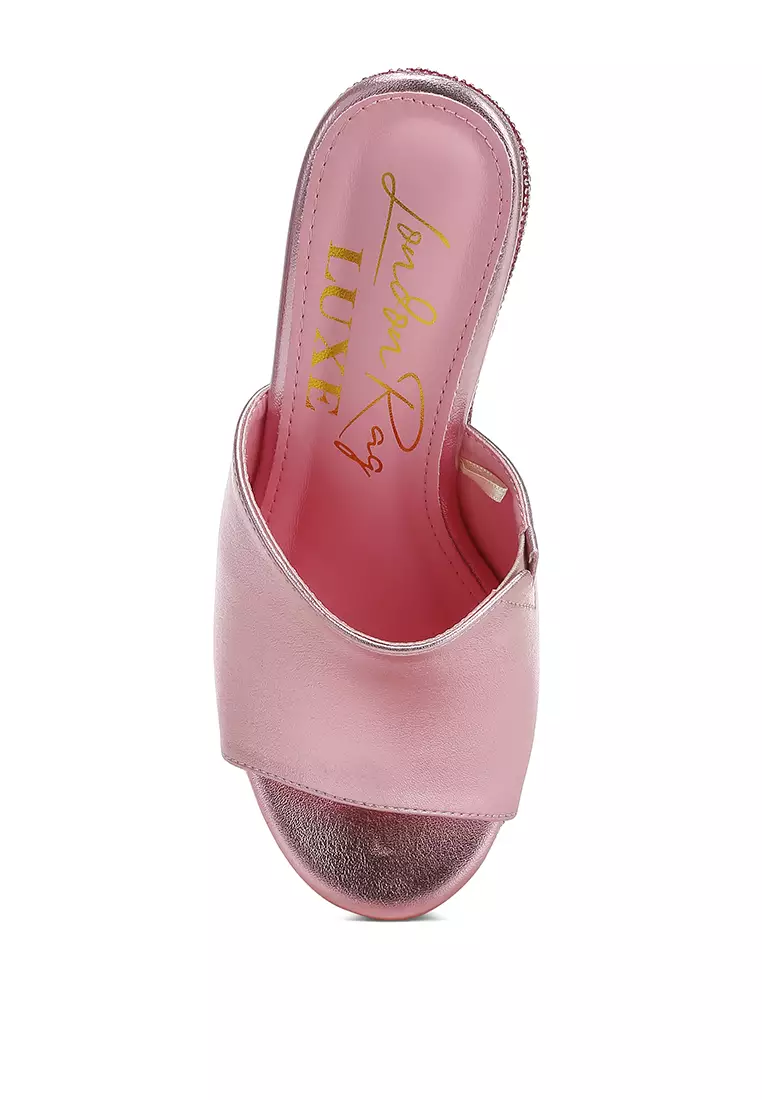 Wedge Heel Peep Toe Sandals in Pink