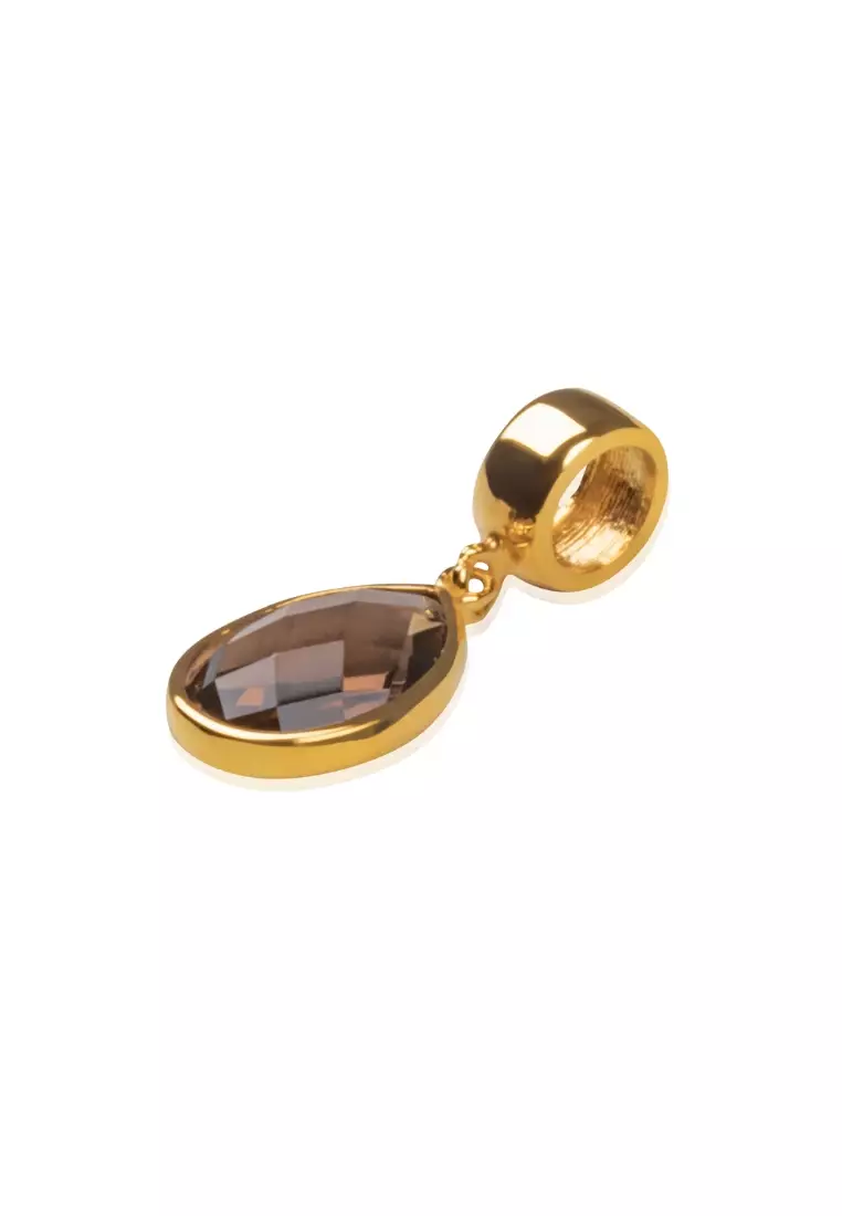 Black Sapphire Pear Charm 18k Gold