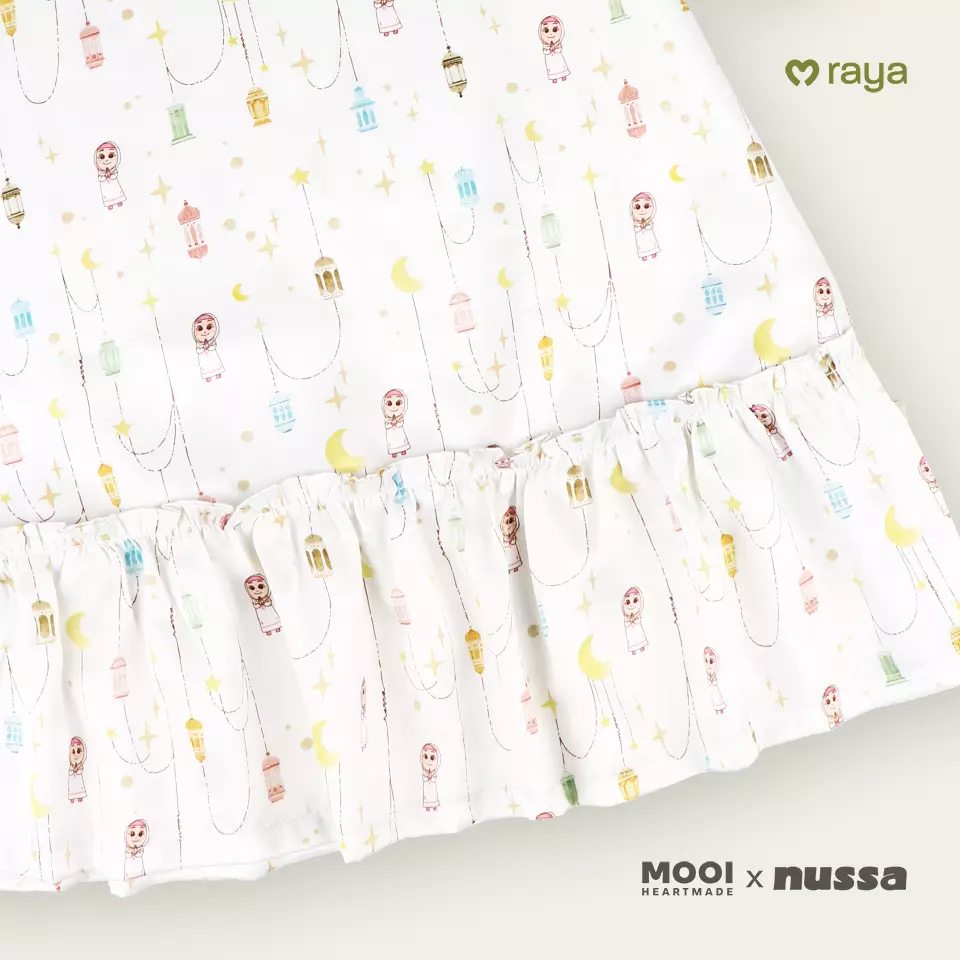 Mooi x Nussa Rarra Gamis Print Dress Anak Gamis Anak Perempuan Raya Collection