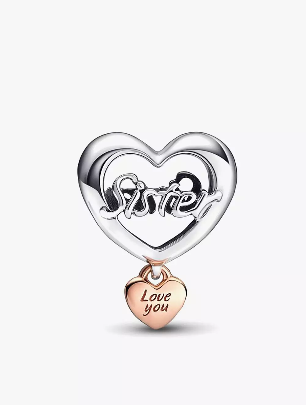 Sister sterling silver and 14k rose gold-plated charm