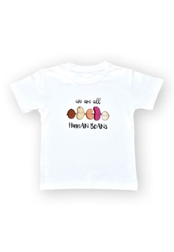 The Wee Bean white Organic Cotton Toddler Kids T-Shirt - We Are All Human Beans D3086KA2D6FA8BGS_1