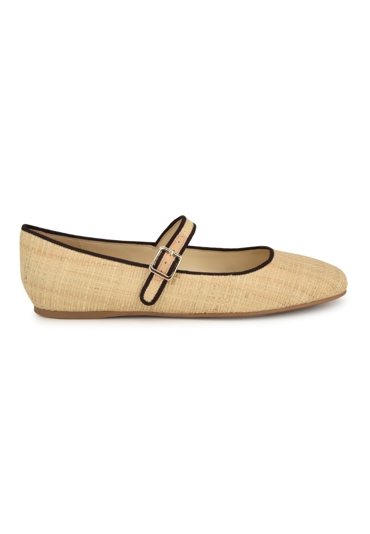 Nine West Lilow Square Toe Casual Flat Ballet Shoes Light Natural