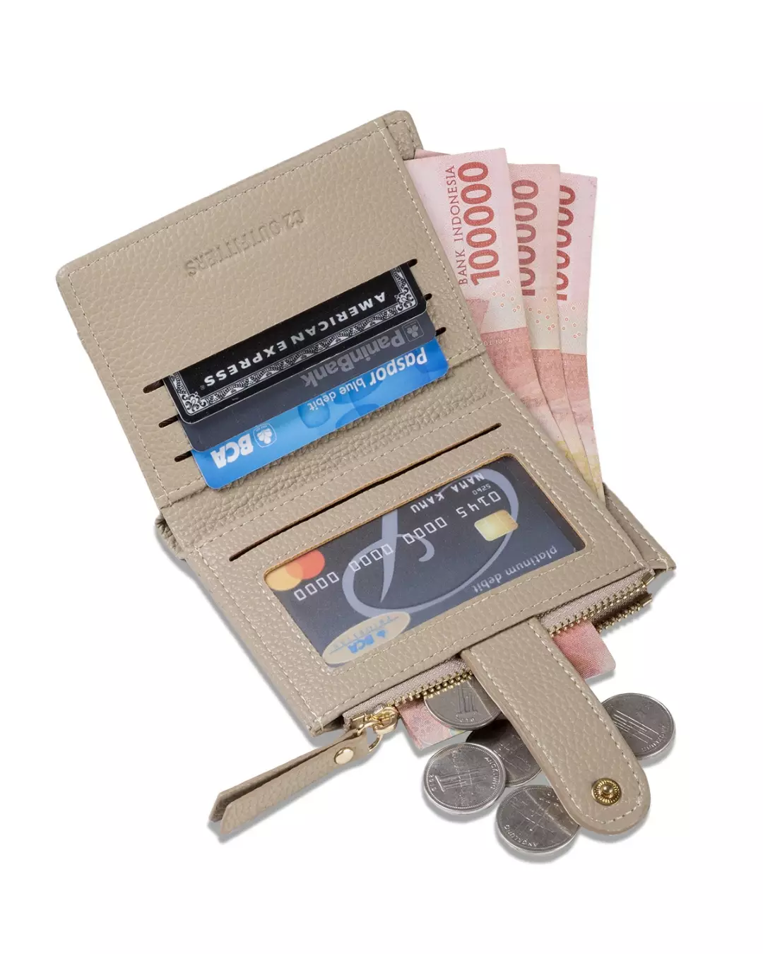 C2 Azkya Taupe Leather Wallet - Dompet Kulit Wanita