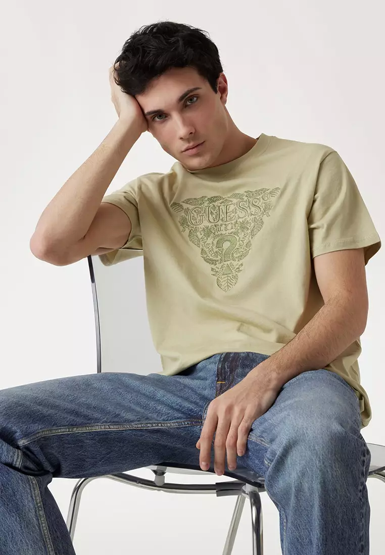 Eco Flower Embroidered Logo Tee