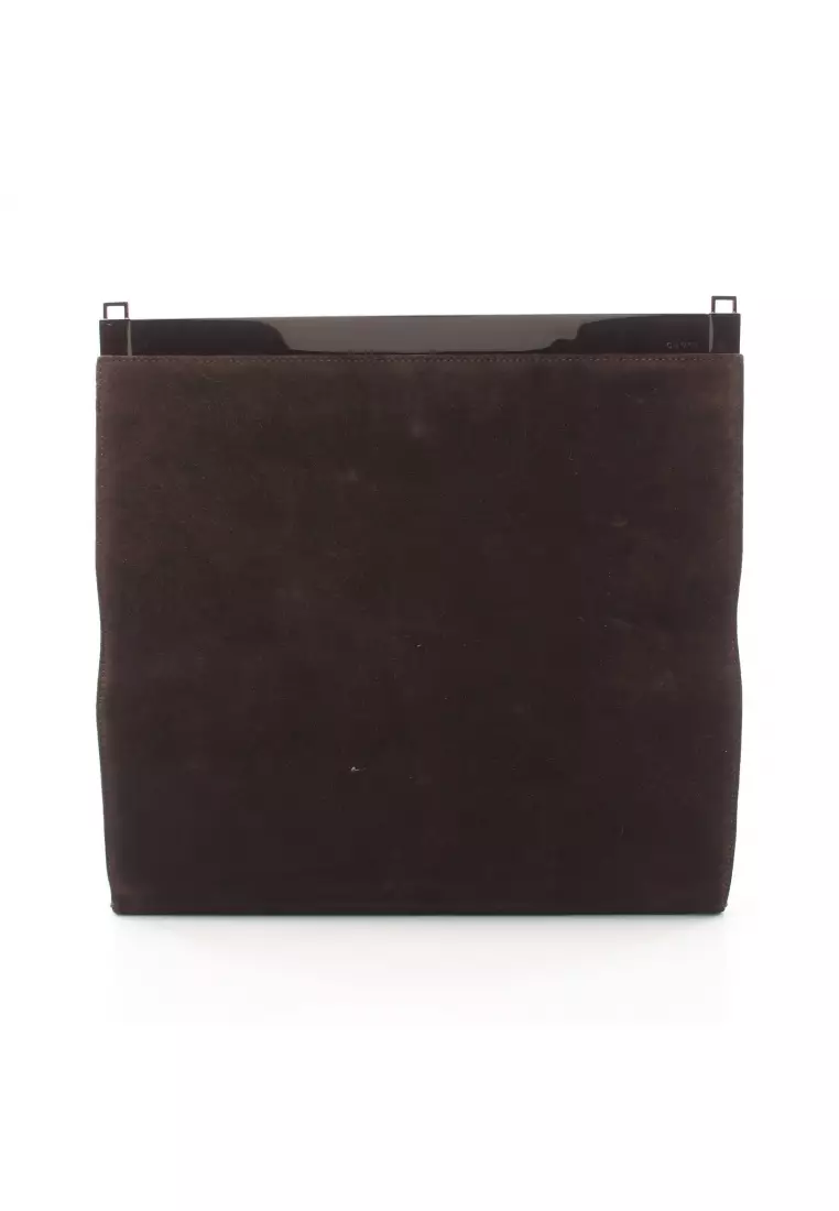 brown suede clutch