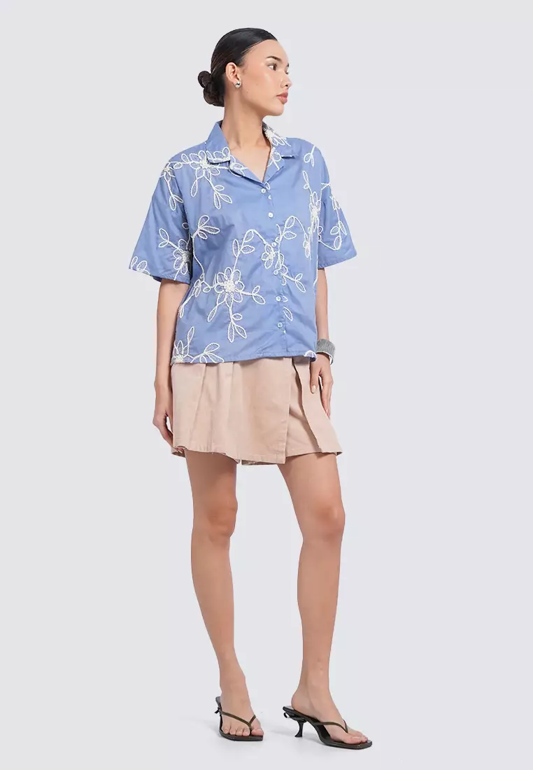 Buttoned Side Pocket Mini Skort TAUPE