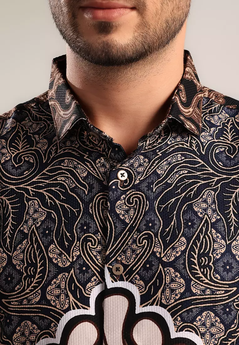 MOC Kemeja Batik Lengan Panjang Pria Tunggadewa - Brown