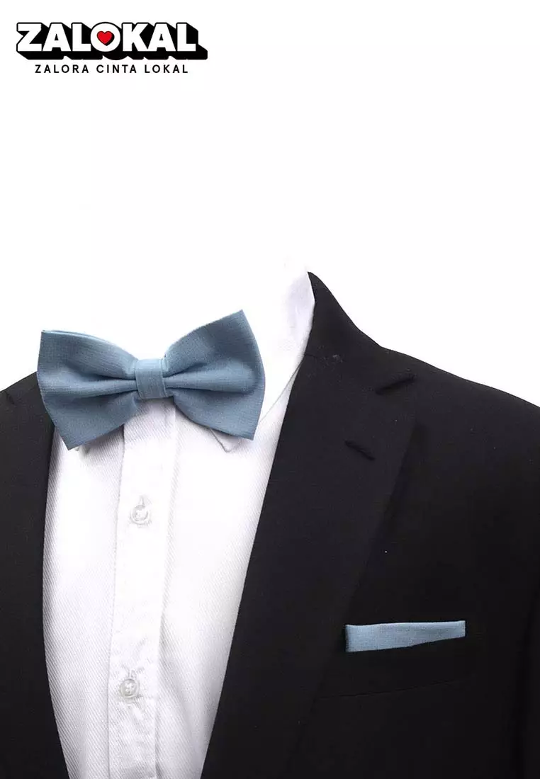 Houseofcuff Dasi Kupu Bowtie Pocket Square Saputangan Sky Blue A29