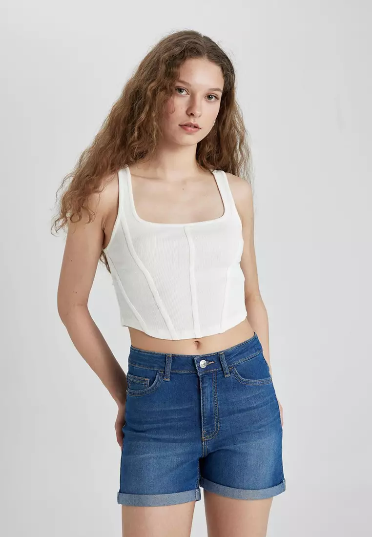 Roll Hem Denim Shorts