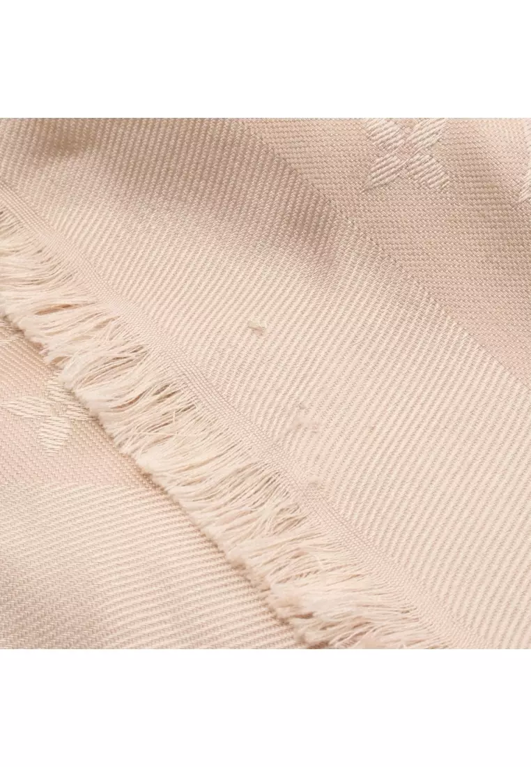Pre-Loved Louis Vuitton monogram ecru shawl silk wool beige