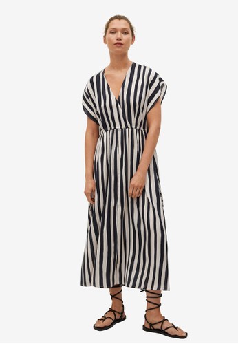 Mango black Striped Flared Dress EDC06AA56FED3DGS_1