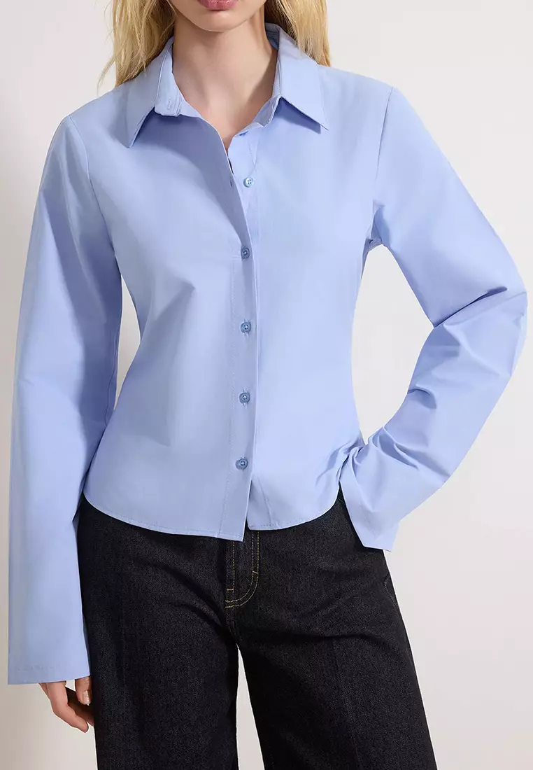 Light Blue Corset Detailed Fitted Waist Shirt Twoaw26Go55