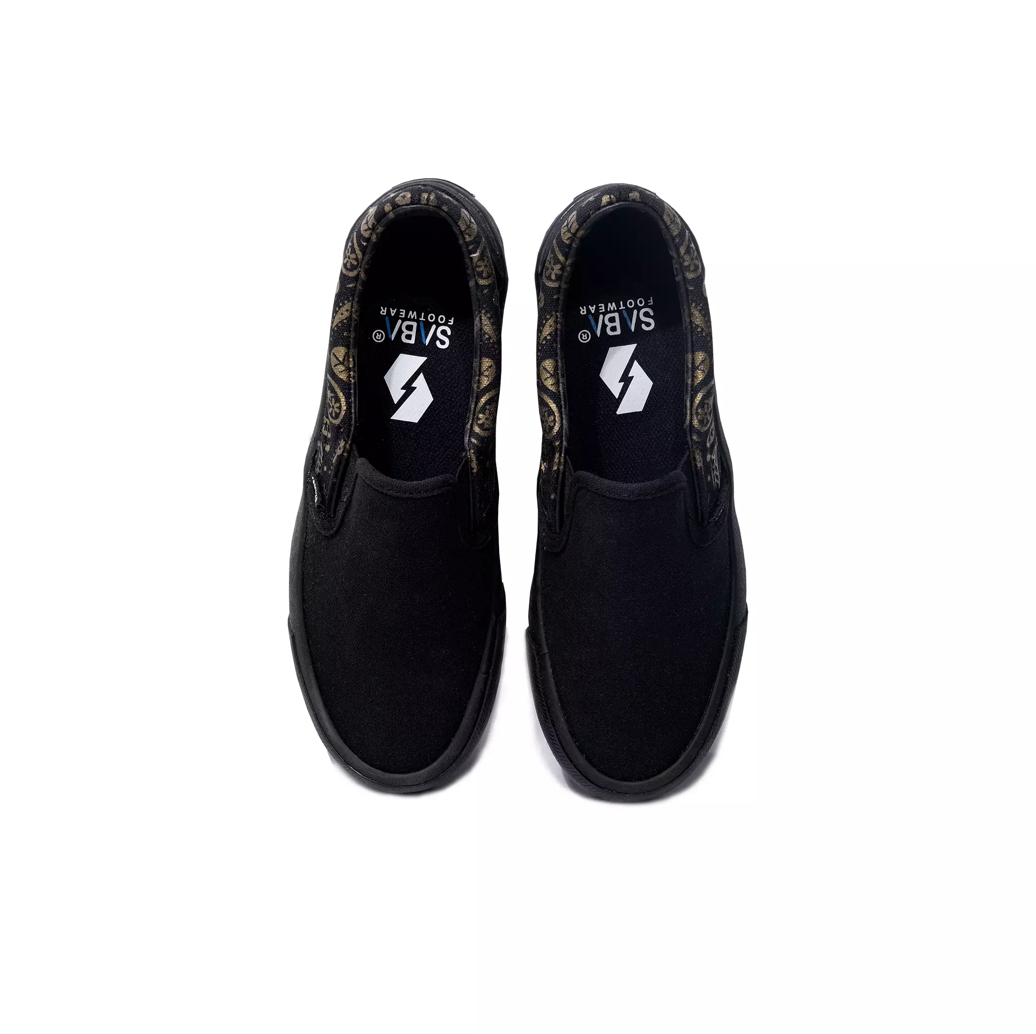 SABA  Slip on Paisley Gold All Black - Sepatu Sneakers Casual Pria Wanita