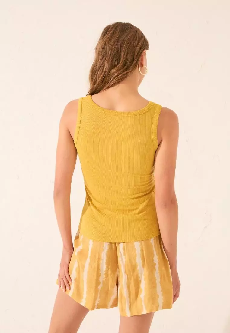 Gold Lurex Ribbed Vest Top