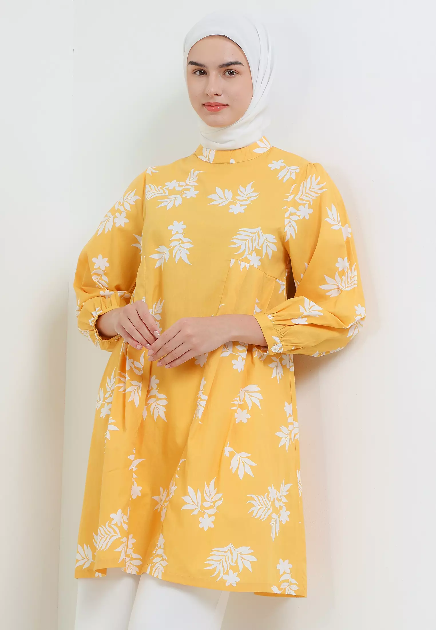 MFMW Mylla Tunik Kuning Motif Bunga