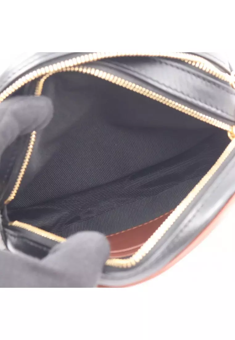 Pre-Loved Burberry TB monogram round Shoulder bag PVC leather beige Brown black