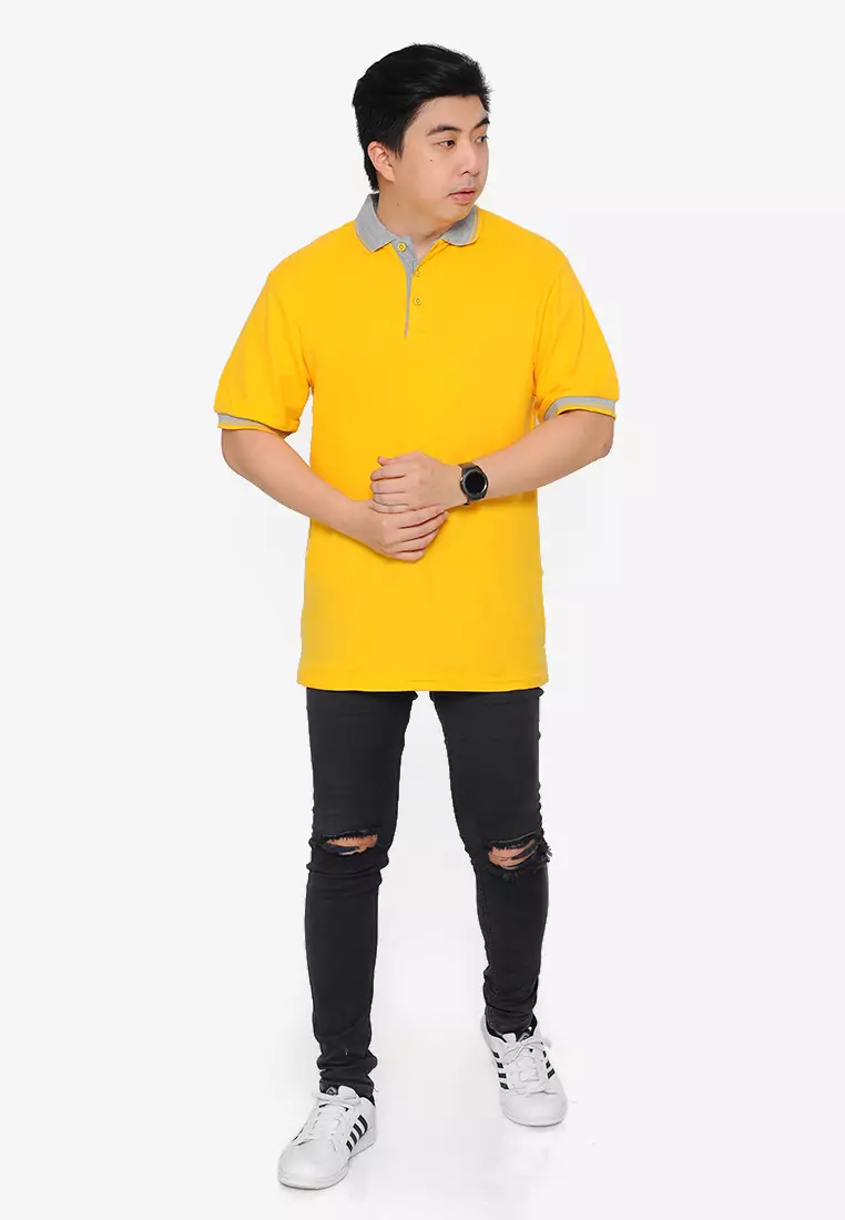 Andre Michel Kaos Polo Shirt Lengan Pendek Kerah Abu Kuning 933-70