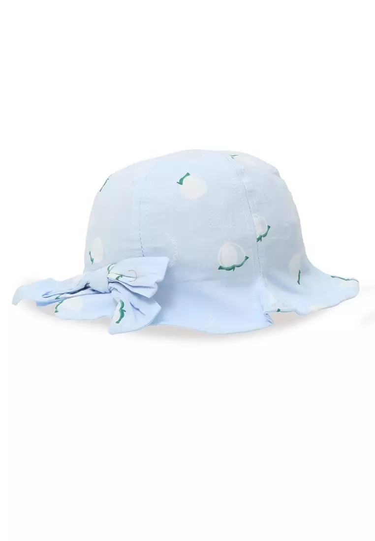 Sierra Topi Bucket Anak Perempuan Model Pita Honey Peach Toddler Hat Material Cotton ORIGINAL - Blue