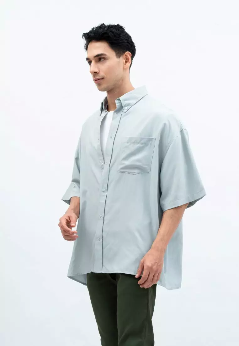 Houseofcuff Kemeja Oversize Jumbo Lengan Pendek Pria Unisex Mint