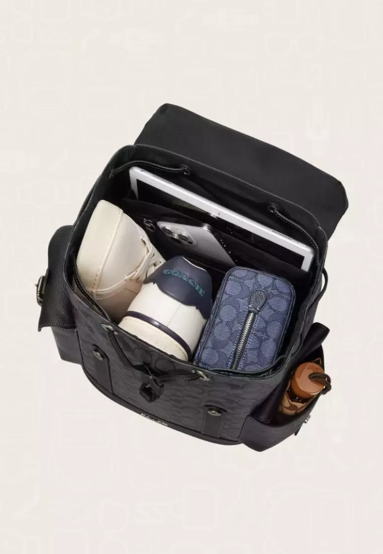 Coach Hudson Backpack In Signature Canvas Mahogany Black