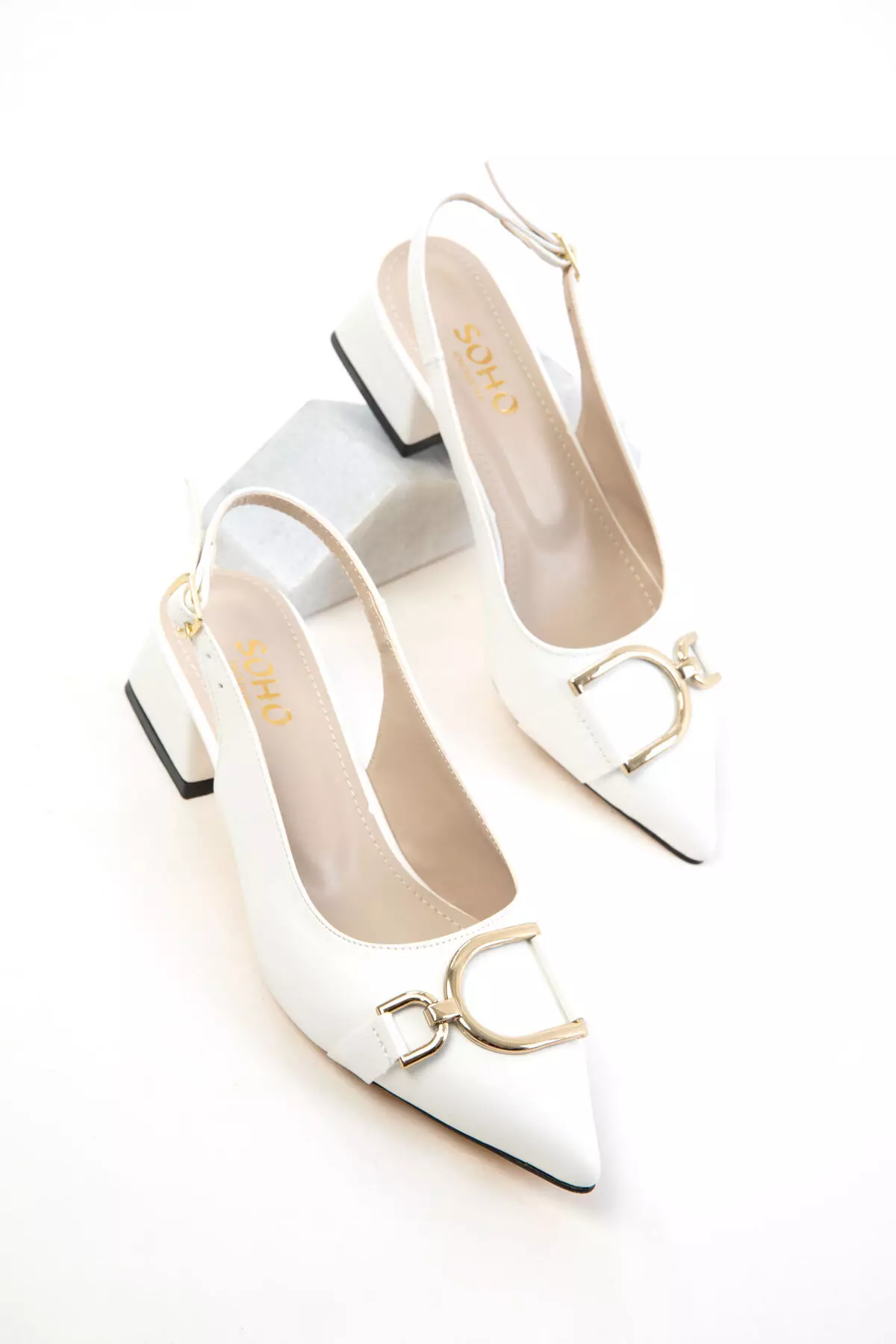 White Women's Classic Heeled Shoes 20643