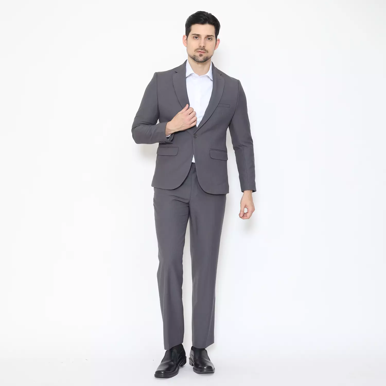 Lawell Celana Formal Pria Warna Grey | Motif Salur Halus Elegan | Polyester Viscose Stretch | PAUL