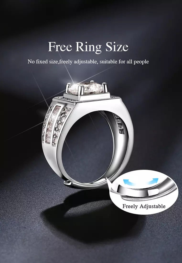 Cincin Pria Berlian Sertifikat GRA Adjustable Fashion Tunangan Cincin Cowok Rings