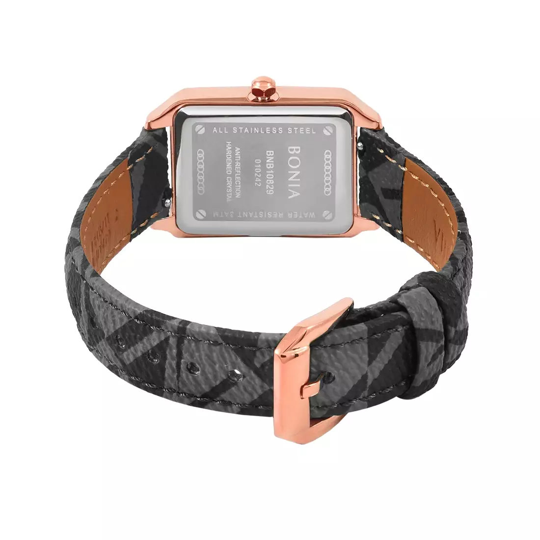 Jam Tangan Wanita Bonia Black Dial Leather Strap Analog B10829-2537S