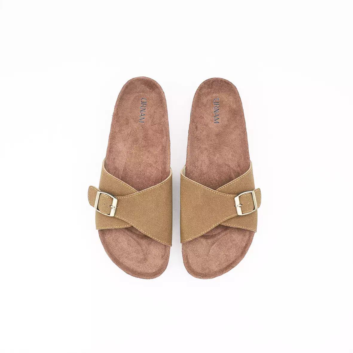 Urnam Sandal Slop Wanita Flat  Kasual Nyaman - Tan