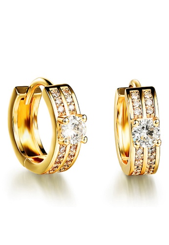 Bullion Gold gold BULLION GOLD Huggies Earrings Cz Shine-Gold/Clear AB267AC908BBA8GS_1