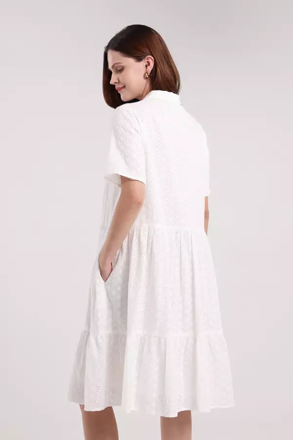 MINIMAL - Drusilla - Gaun Rimple Bordir - White Warna White