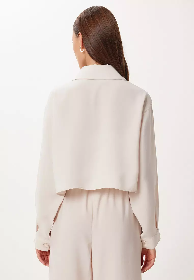 Women's Cream Modal Shirt Pants Suit Bv00158