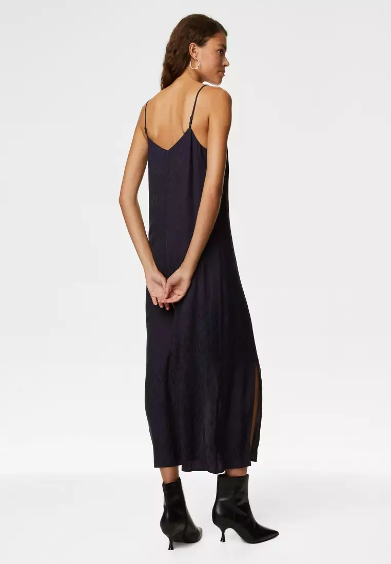 Buy MARKS SPENCER Satin Jacquard V-Neck Midi Slip Dress 2025