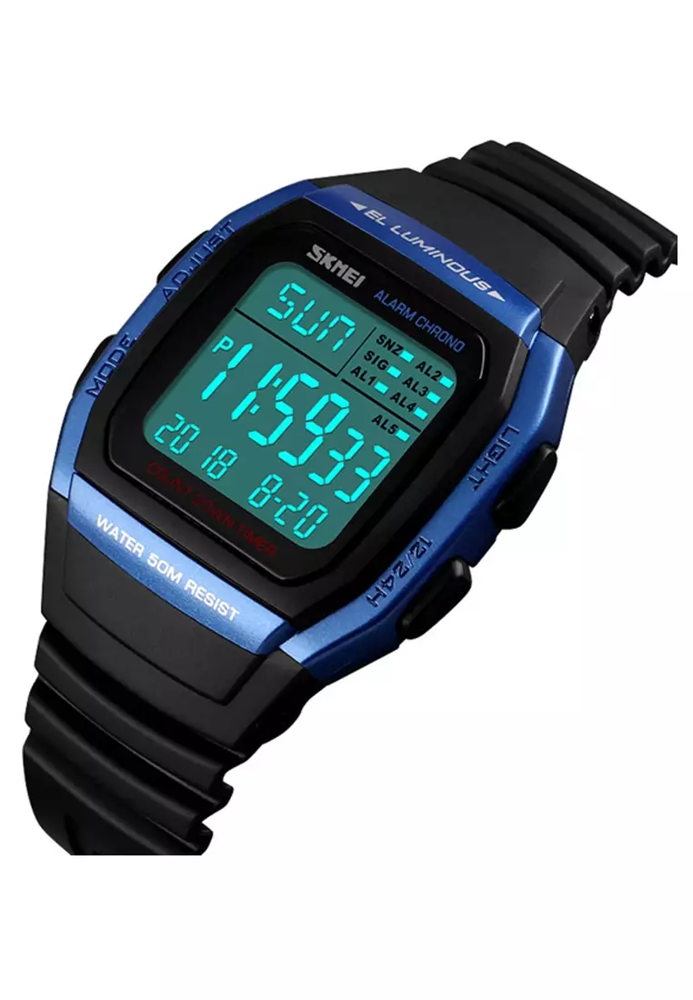 Jam Tangan Kasual Digital Pria Waterproof 50m Strap Tali Material Silicone TE42 ORIGINAL