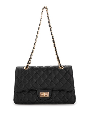 Tatiana Angelie Black Quilted Gold Chain Large Size Crossbody Sling Bag ...