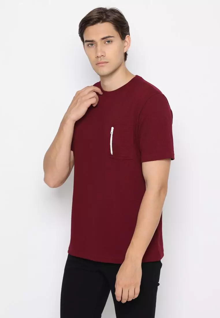 MATSUDA Kaos Polos 24S Texture Honeycomb T Shirt Saku Zipper Koka