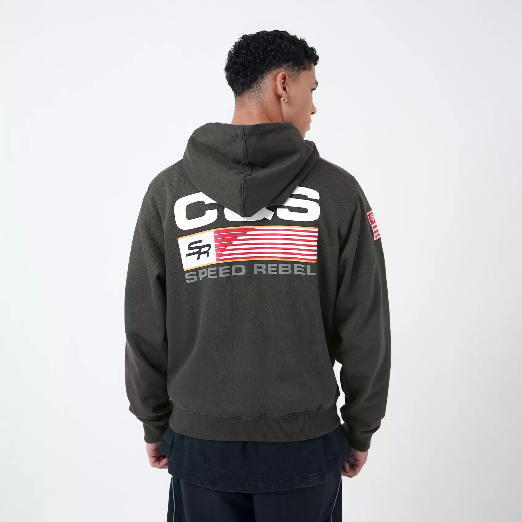 CELCIUS Speed Rebel Embroidery Hoodie LIN001447C Hijau