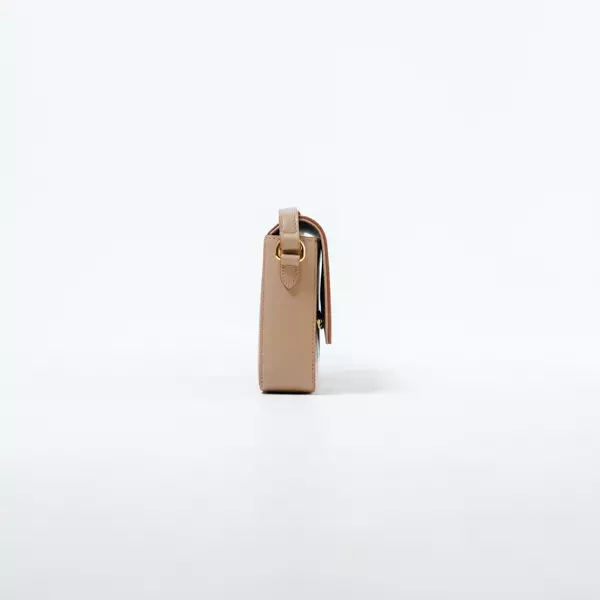 Tas BURBERRY CHECK BEIGE CHESTNUT FLAP LEATHER SHOULDER BAG 100% ORIGINAL