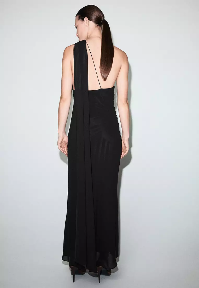 Asymmetrical Dress With Scarf