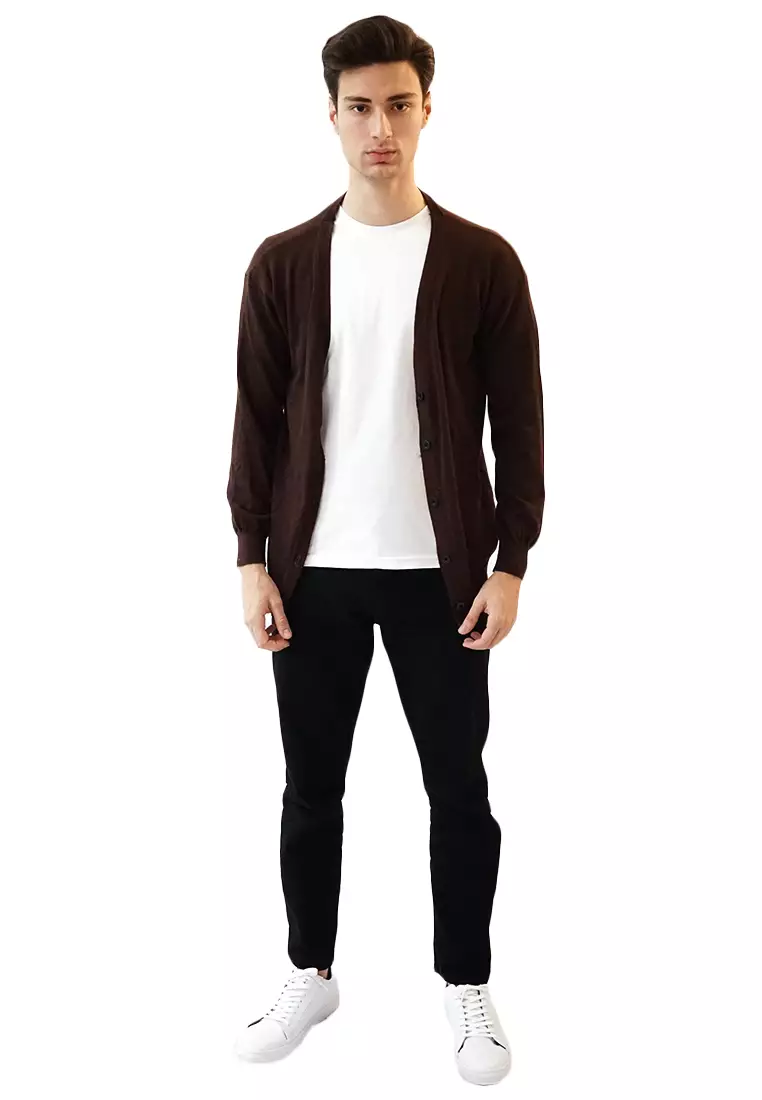 Houseofcuff Cardigan Pria Oversize Sweater Korea Big Size Jumbo Cokelat