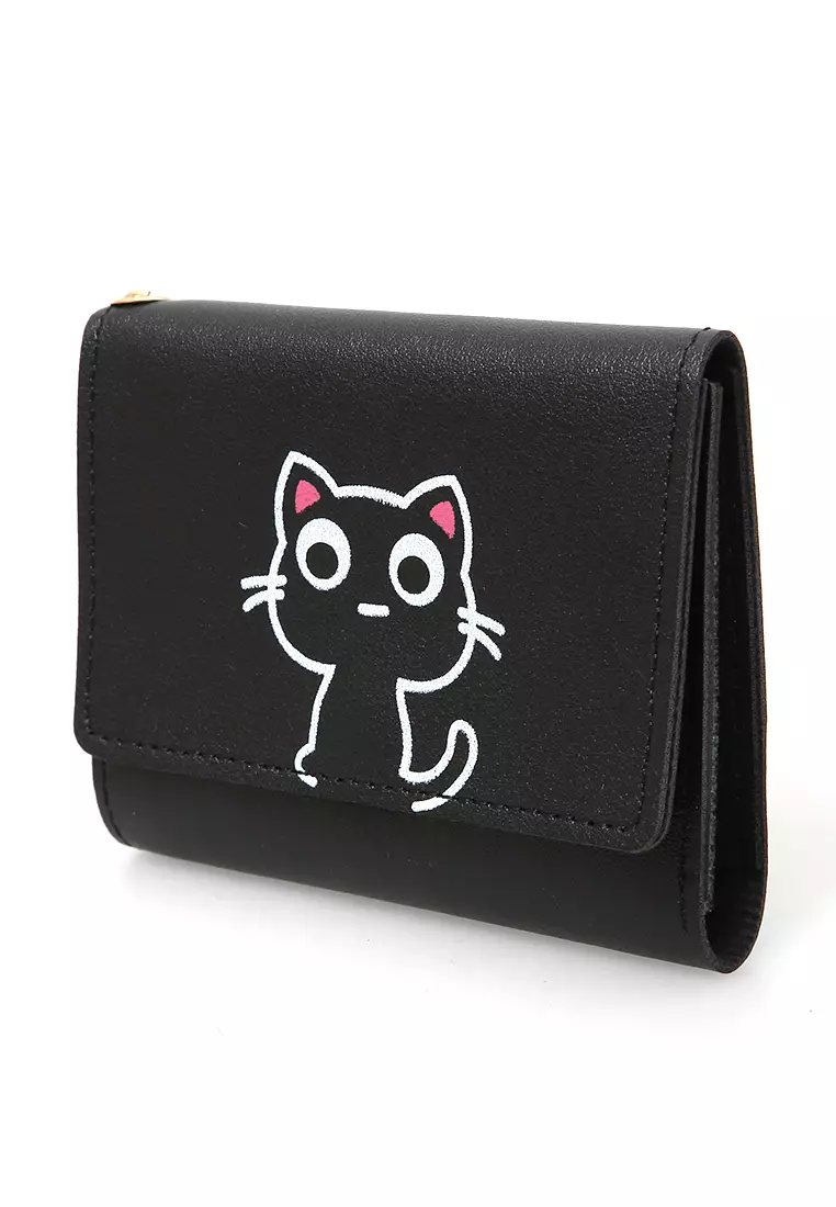 Fiore Dompet Anak Wanita Mini Short Wallet Cat Motive Many Slot Material Leather ORIGINAL - Black