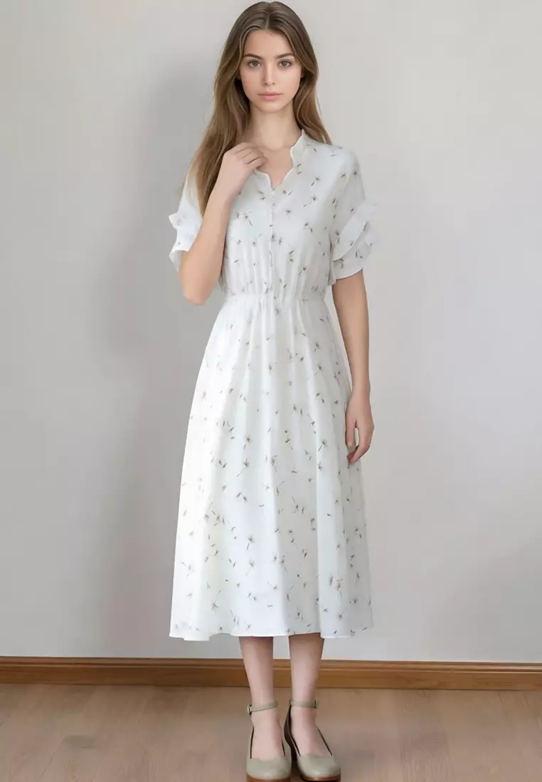 印花雪紡連身裙