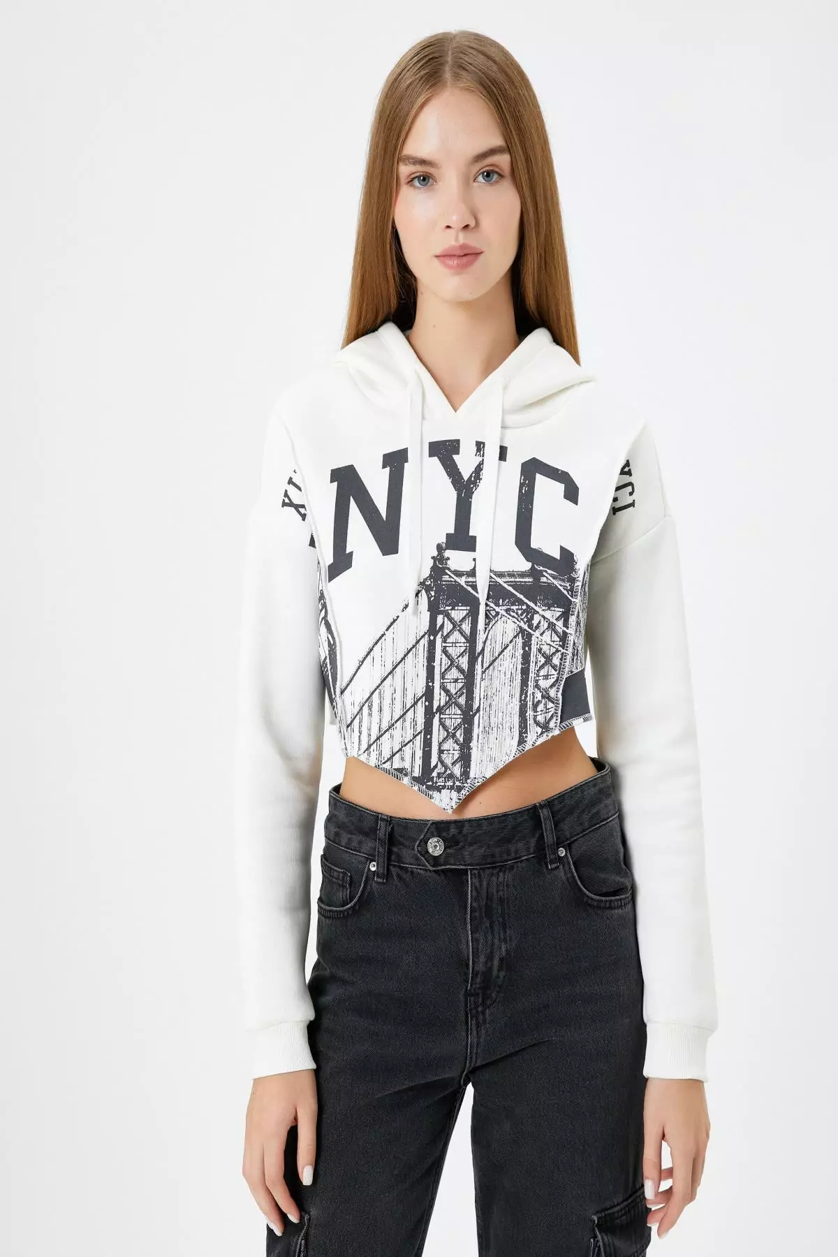 Asymmetrical NYC Crop Hoodie